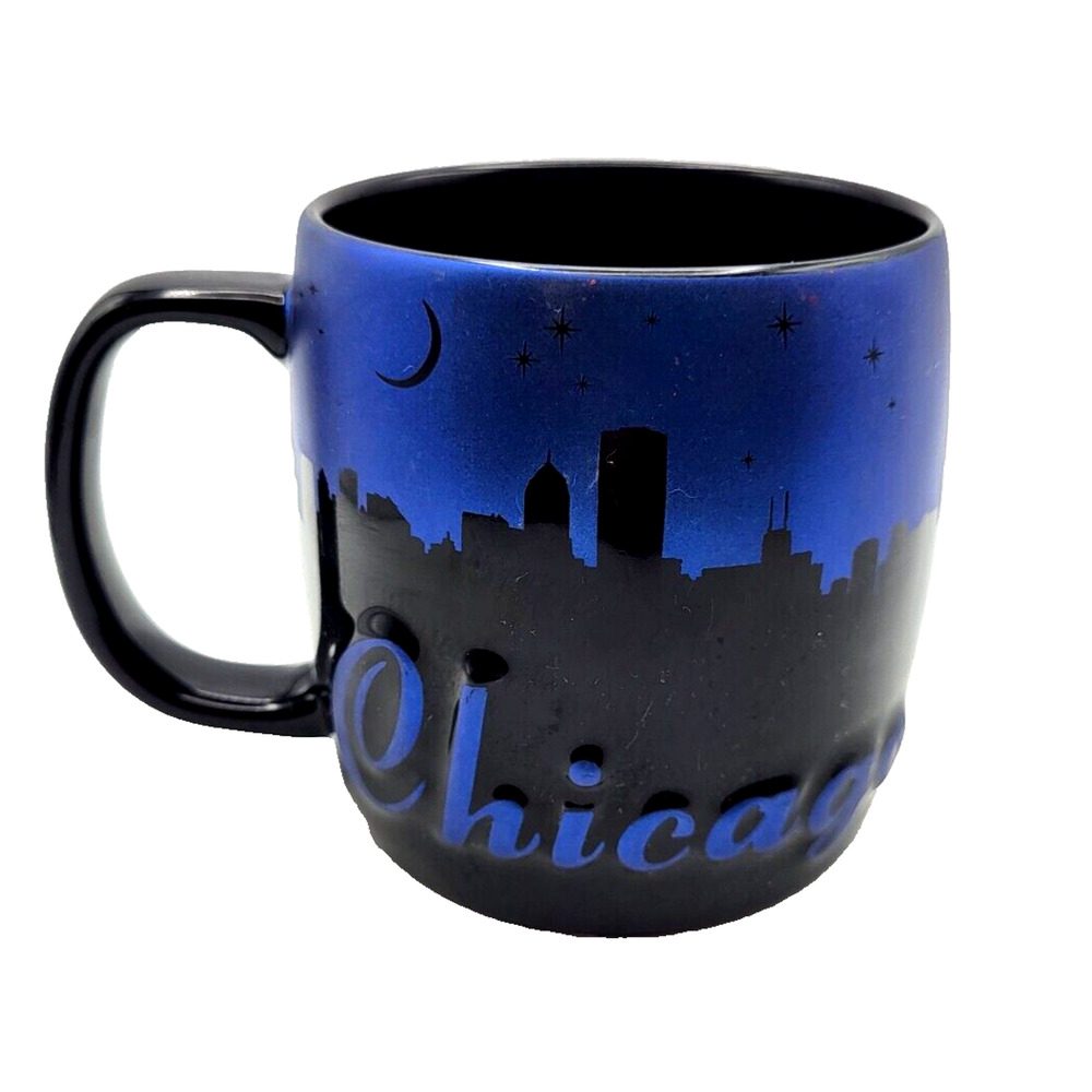 Chicago Skyline Oversized Ceramic Mug Black Blue 20 Oz Capacity AmericaWare